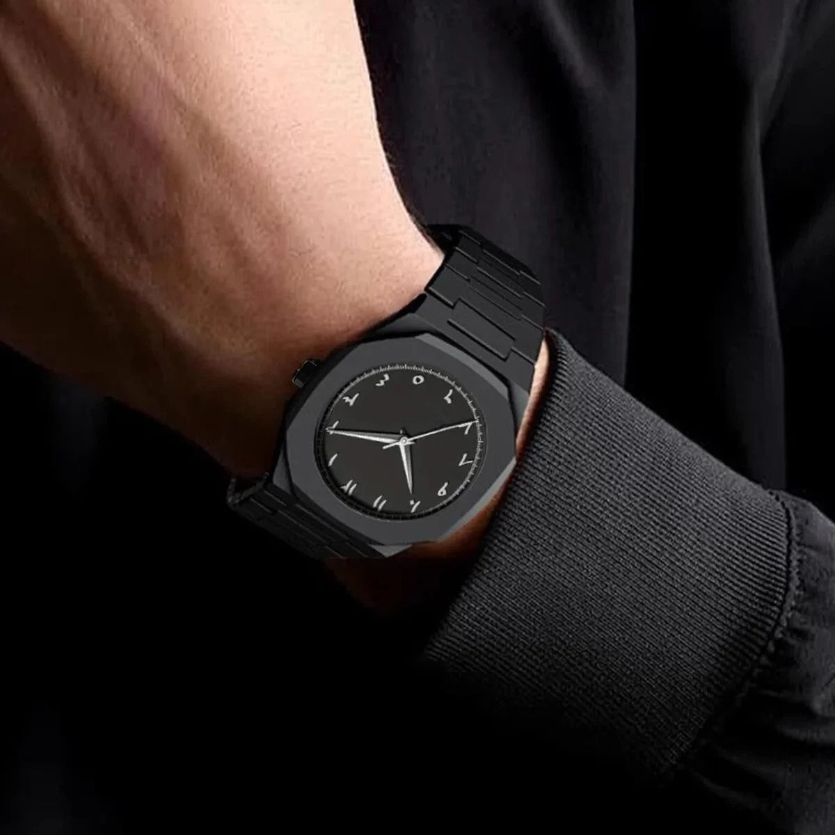 Arabic Style Quartz Men's Black Watch