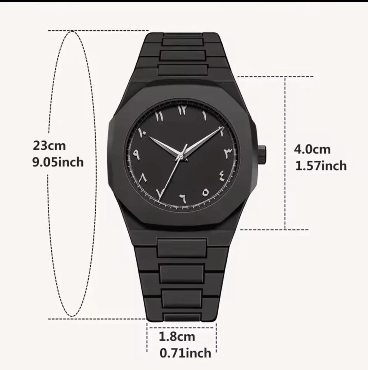 Arabic Style Quartz Men's Black Watch