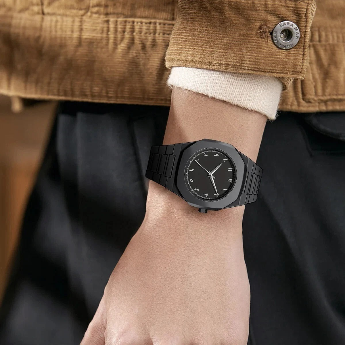 Arabic Style Quartz Men's Black Watch